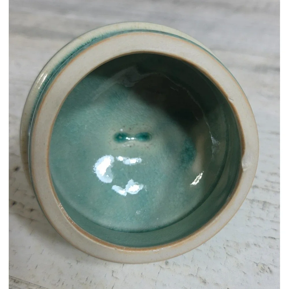Jars France Tourron Jade Sugar Bowl With Lid Turquoise Teal Stonewear EUC